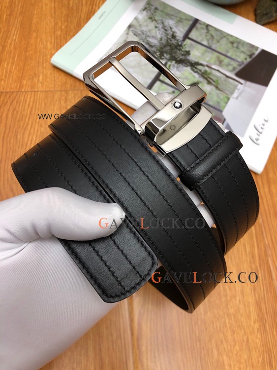 Montblanc Black Leather Belt Accessories for Men's